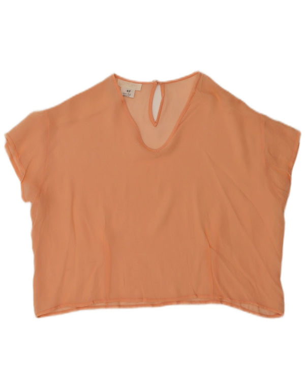 Vintage Womens Crop Blouse Top IT 44 Medium Orange Silk