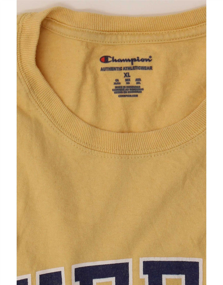 Champion Mens Graphic T-Shirt Top XL Yellow