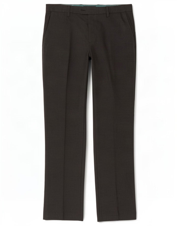 Calças retas masculinas de terno Ted Baker W36 L32 poliéster manchado cinza