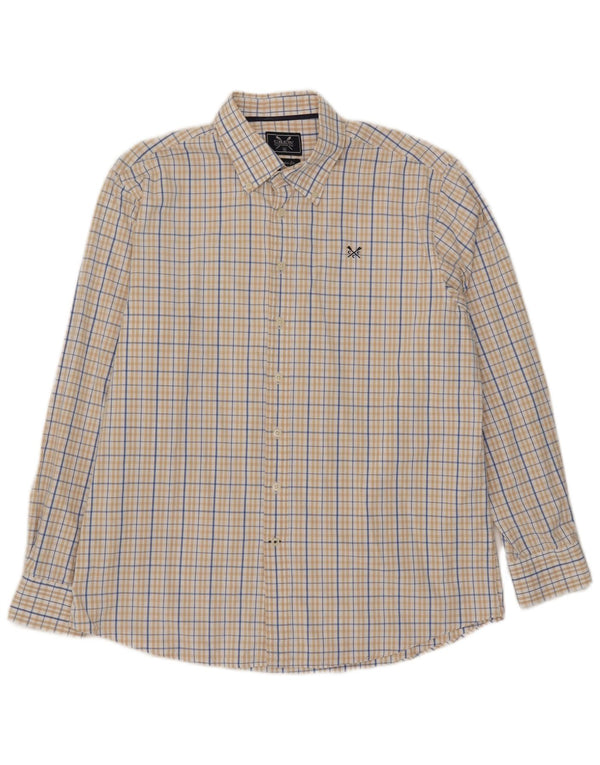 Crew Clothing Camicia da uomo vestibilità classica XL in cotone a quadri beige