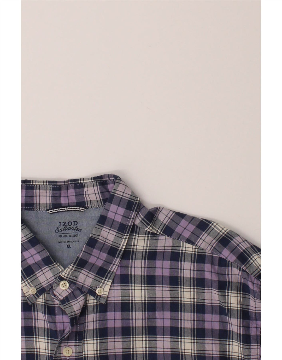 IZOD Mens Relaxed Classics Shirt XL Purple Check Cotton Vintage Izod and Second-Hand Izod from Messina Hembry 