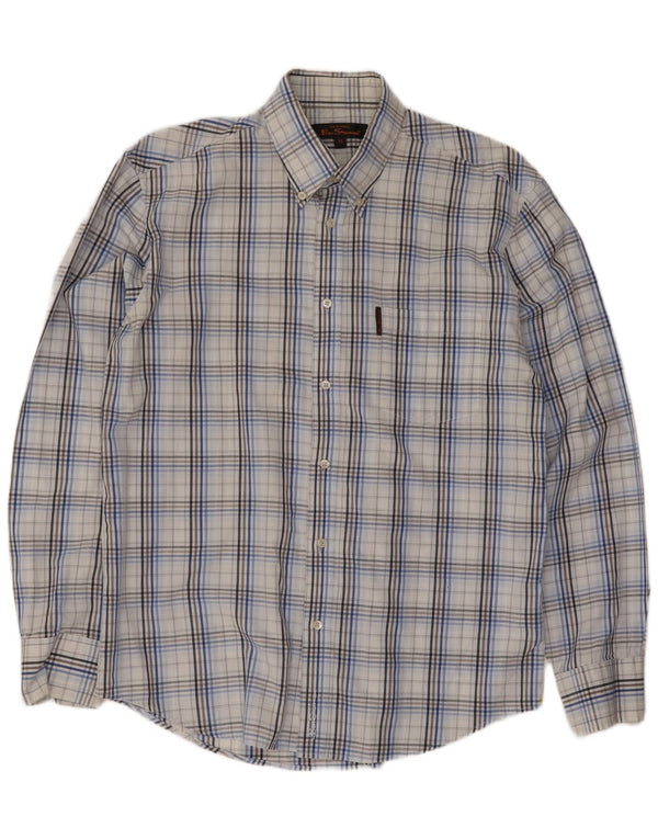 Ben Sherman herreskjorte mellemblå ternet bomuld
