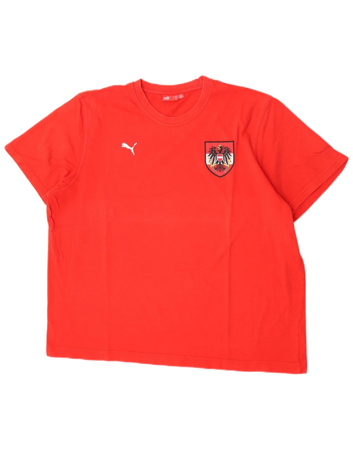 Puma Mens Graphic T-Shirt Top 2XL Red Cotton