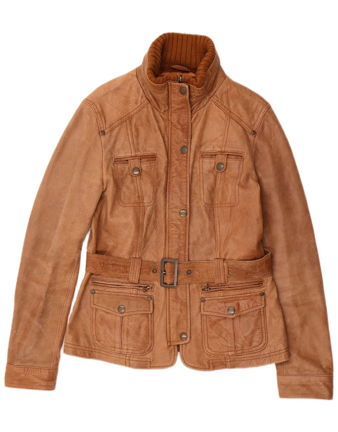 Vintage Damen Lederjacke UK 18 XL Braunes Leder