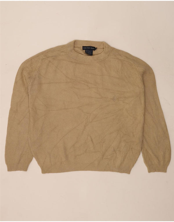 Maglione maglione girocollo da uomo vestibilità ampia Calvin Klein Jeans beige medio