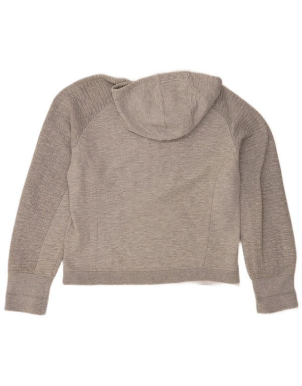 Reebok Womens Zip Hoodie Sweater UK 12 Medium Grey Flecked Cotton