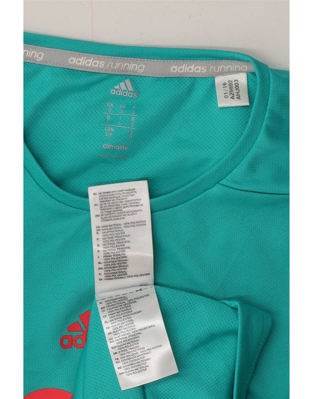 Adidas Mens Climalite Graphic T-Shirt Top Small Turquoise Polyester