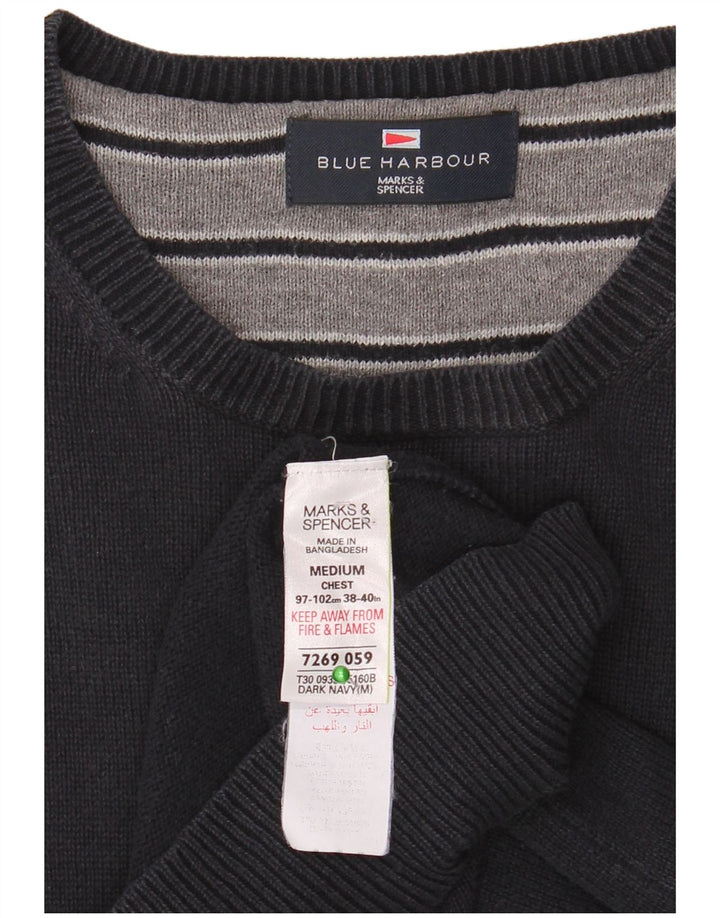 Marks & Spencer Herren Blauer Harbor-Pullover mit Rundhalsausschnitt Mittelmarineblau