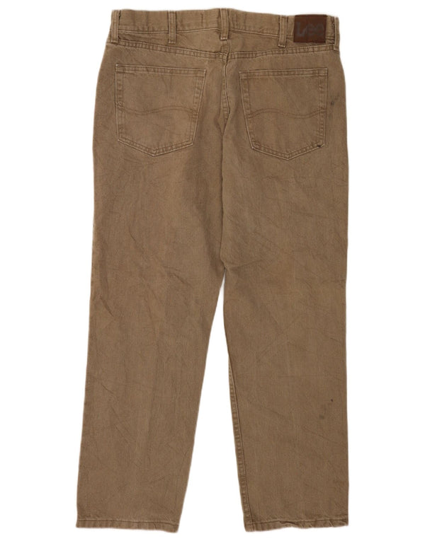 Lee Mens Regular Fit Straight Jeans W36 L29 Khaki Cotton