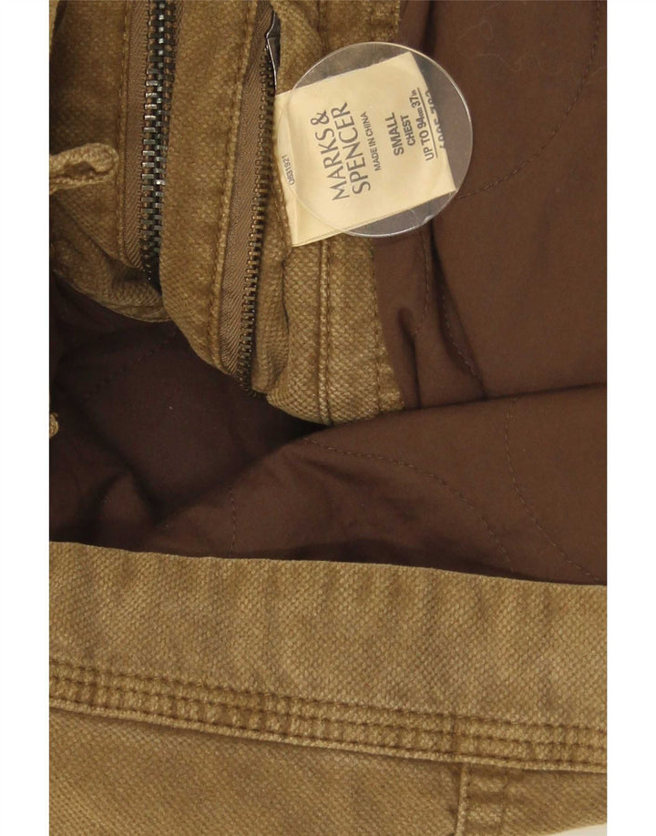 Marks & Spencer Herre Utility Jacket UK 36 Small Beige Cotton