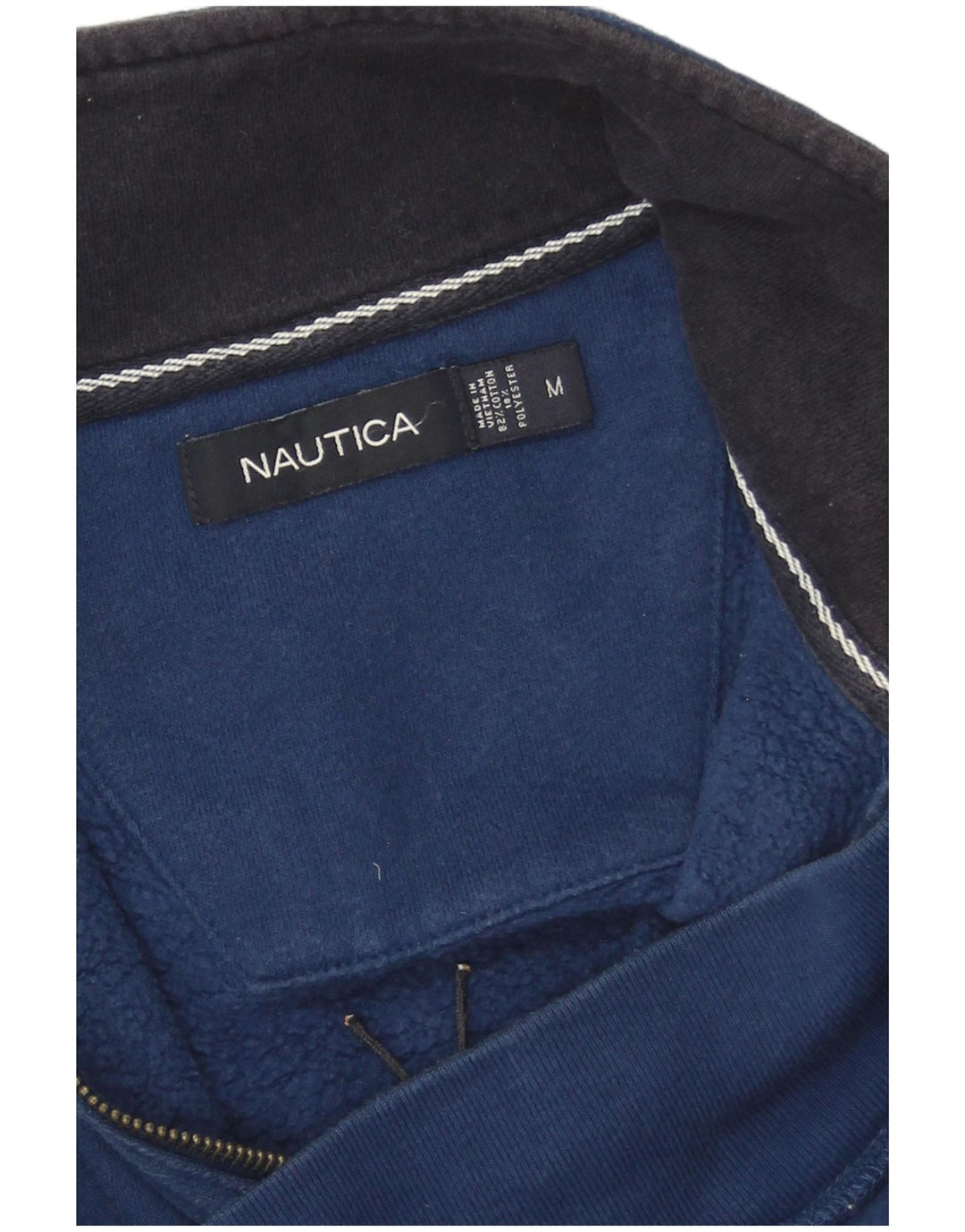 Nautica Mens Zip Neck Sweatshirt Jumper Medium Navy Blue Cotton