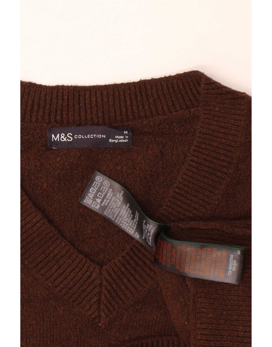 Marks & Spencer Womens Oversized V-Neck Jumper Sweater UK 14 Medium Brown