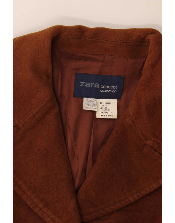 Zara Mujer Chaqueta Blazer De 3 Botones EU 38 Small Marrón Algodón