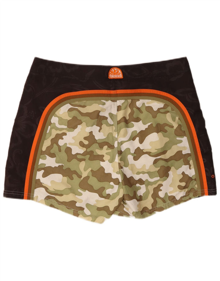 Sundek Mens Swimming Shorts Large Khaki Camouflage Polyester
