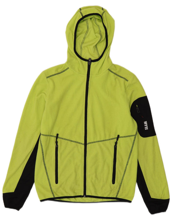 SLAM Mens Zip Hoodie Sweater Small Green Colourblock Polyester