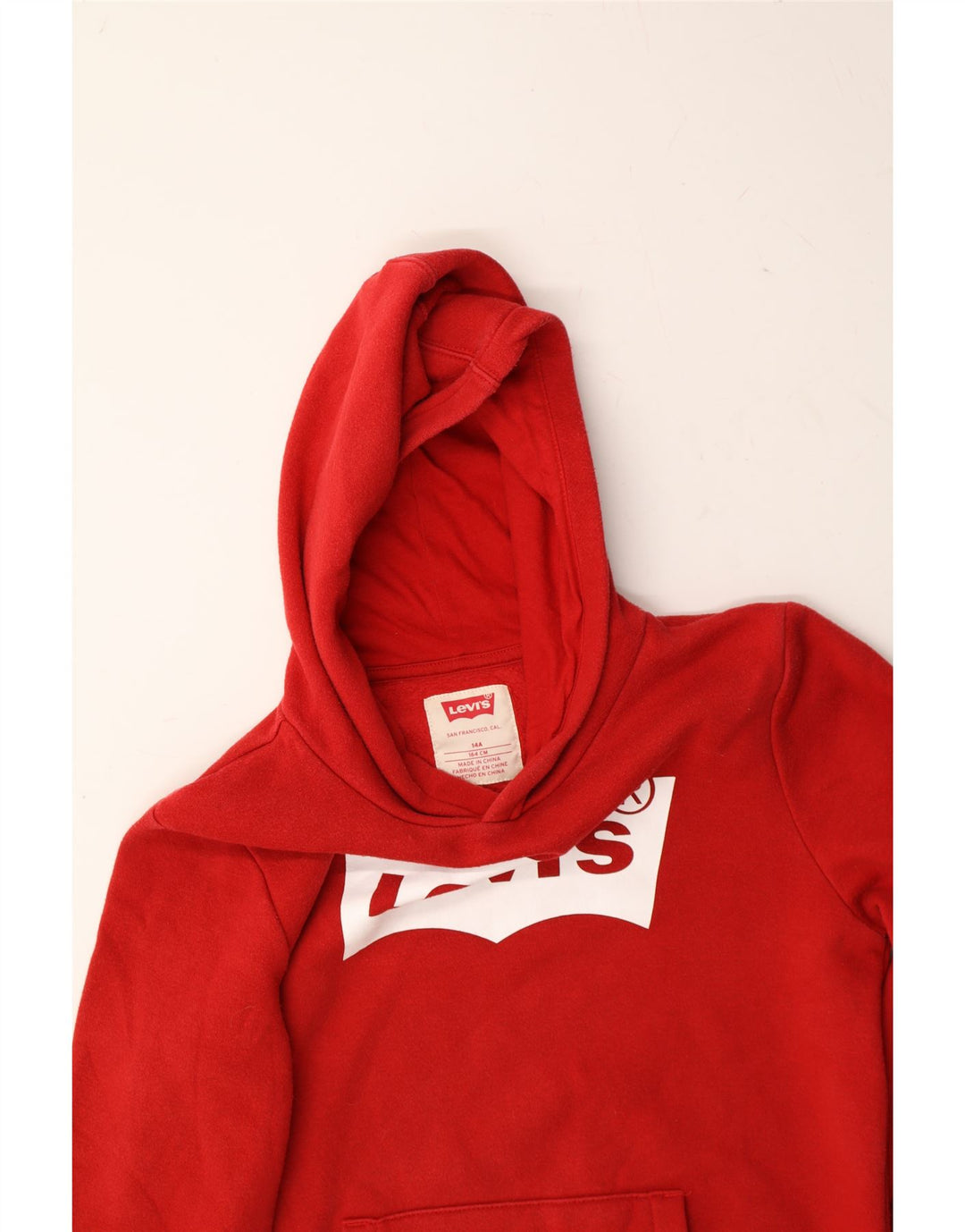 LEVI'S Boys Graphic Hoodie Jumper 13-14 Years Red Cotton Vintage Levi's and Second-Hand Levi's from Messina Hembry 