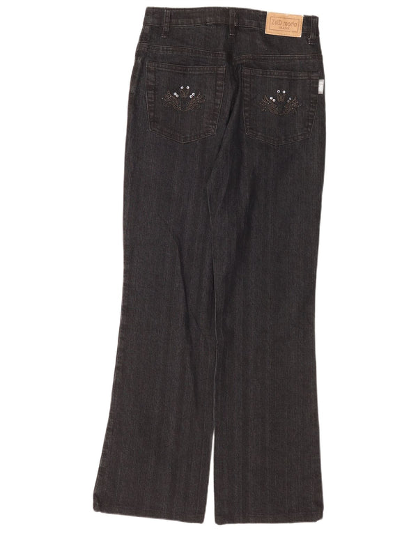 Vintage Damen Bootcut Jeans IT 42 Medium W28 L30 Grau geblümte Baumwolle