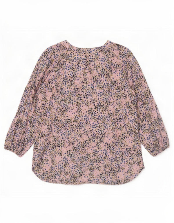 NRBY Dame Loose Fit 3/4-ærmet bluse Top UK 14 Medium Pink Plettet