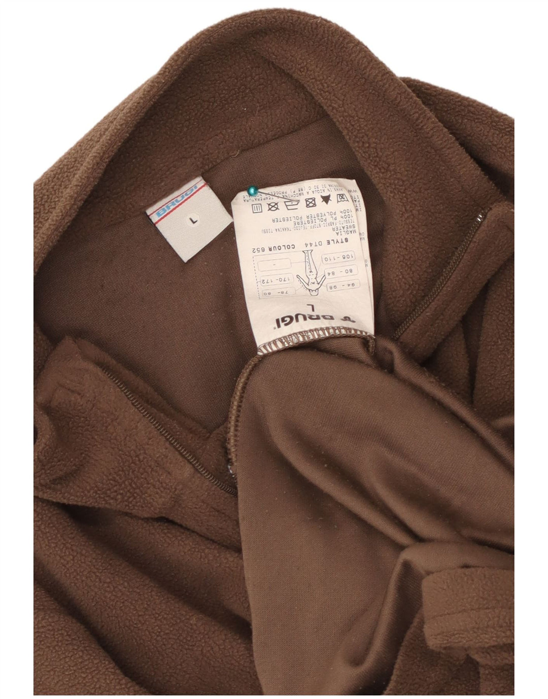 Brugi Womens Zip Neck Fleece Jumper UK 14 Large Brown Polyester