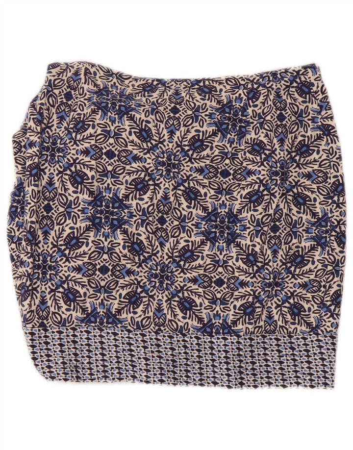 Zara Womens Wrap Skirt Small W26 Blue Floral Cotton