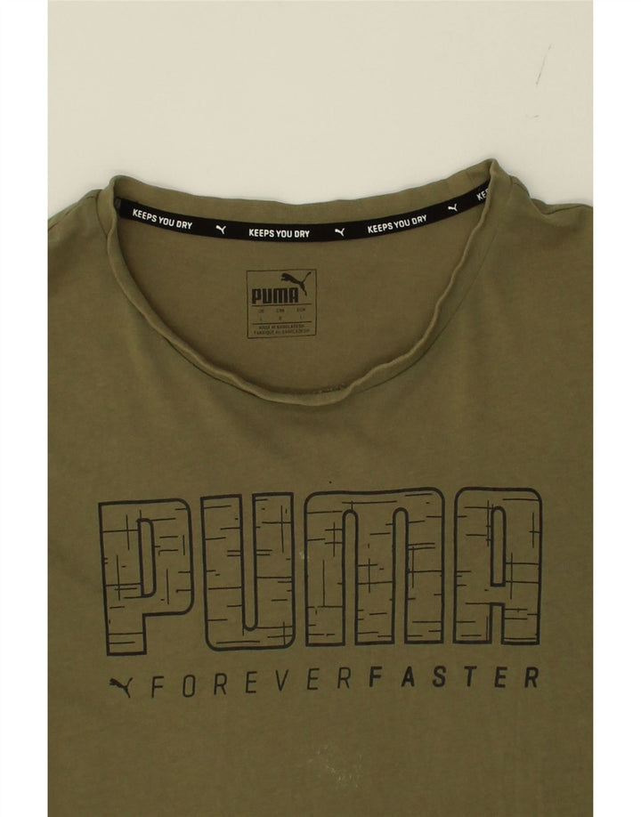 PUMA Mens Graphic T-Shirt Top Large Khaki Cotton Vintage Puma and Second-Hand Puma from Messina Hembry 
