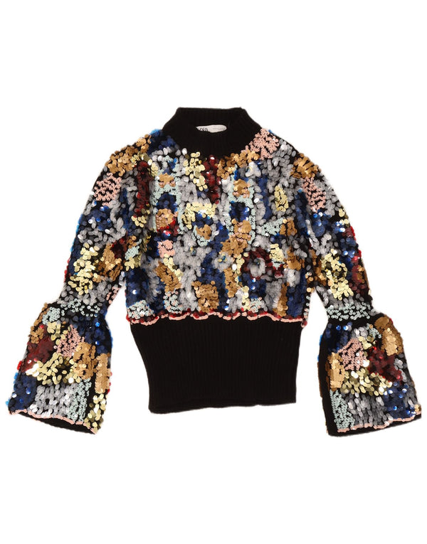 Zara Womens Turtle Neck Jumper Sweater UK 12 Medium Multicoloured Flecked