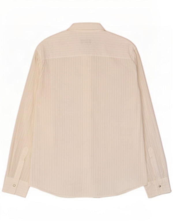Camicia Armani Jeans Uomo XL Cotone Rigato Bianco