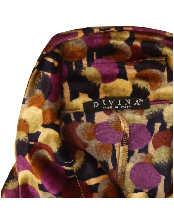 Divina Womens Velour Shirt Blouse UK 12 Medium Multicoloured Spotted