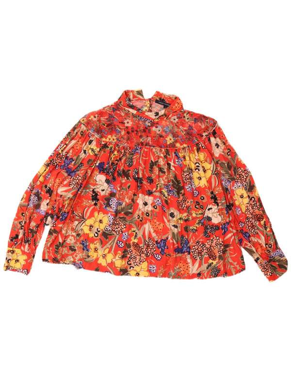 French Connection Chemisier à manches longues pour femme UK 46 Large Rouge Floral