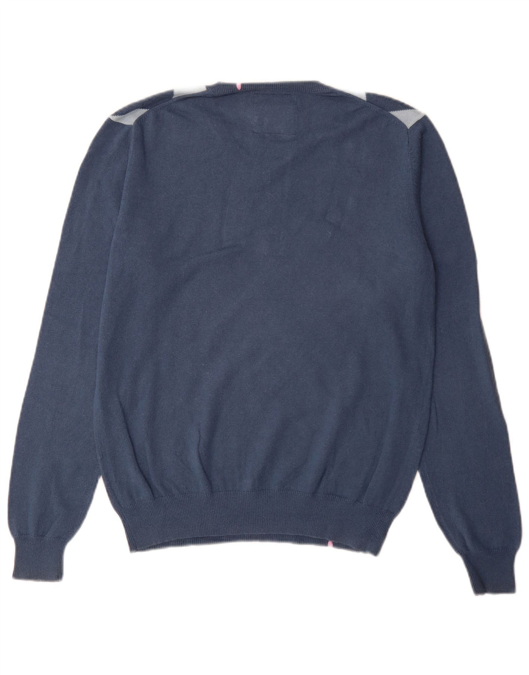 Sun68 Herre V-hals sweater Medium Blue Argyle/Diamond Bomuld