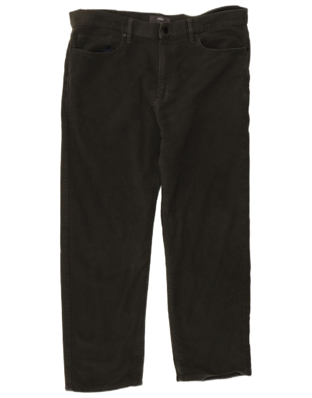 Calça masculina reta casual MARKS & SPENCER W36 L29 algodão verde