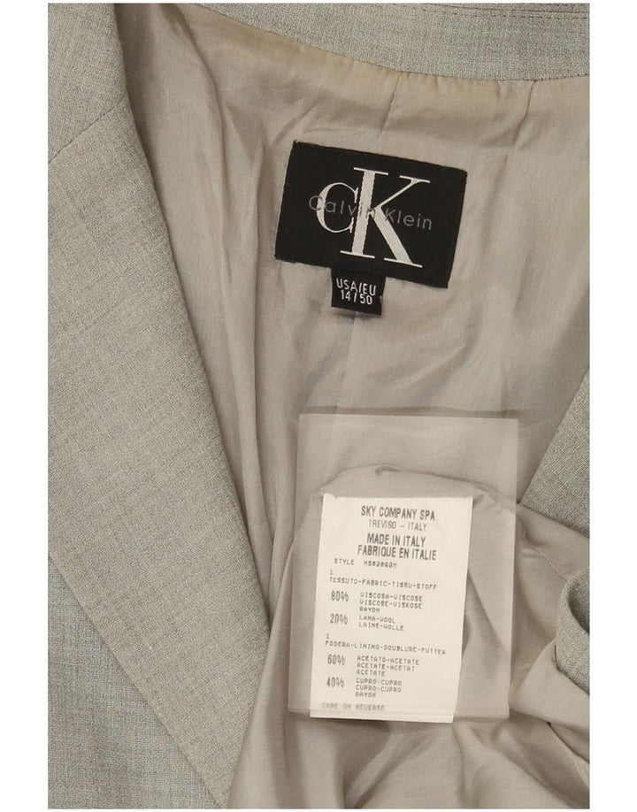 Calvin Klein Damen 3-Knopf-Blazerjacke US 14 XL Graue Viskose