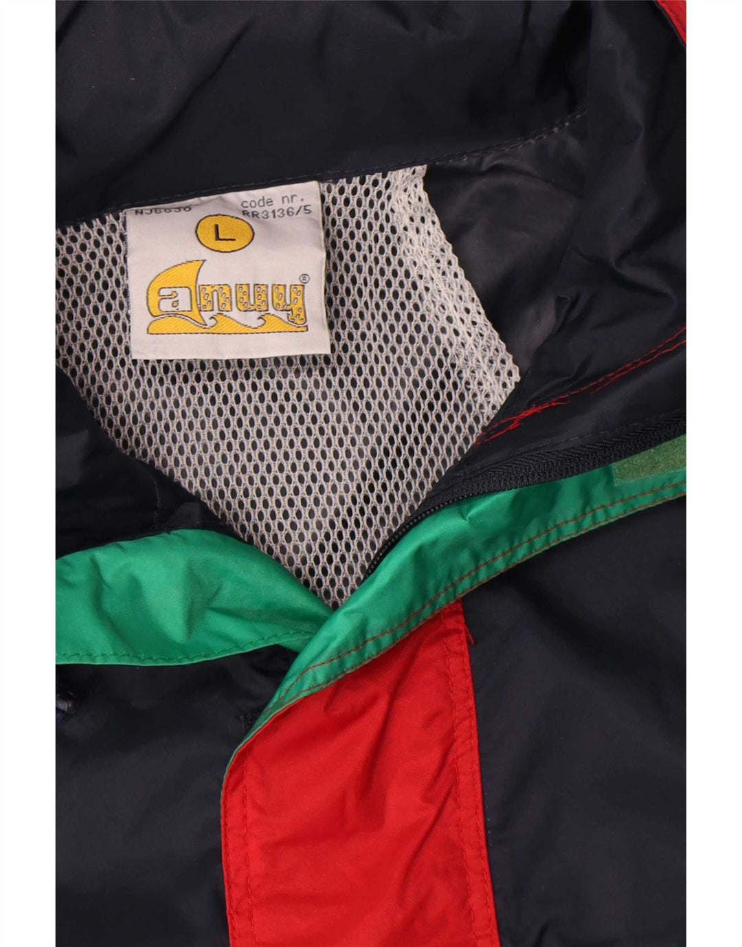 Anuy Regnjakke til mænd UK 40 Large Navy Blue Colourblock Nylon
