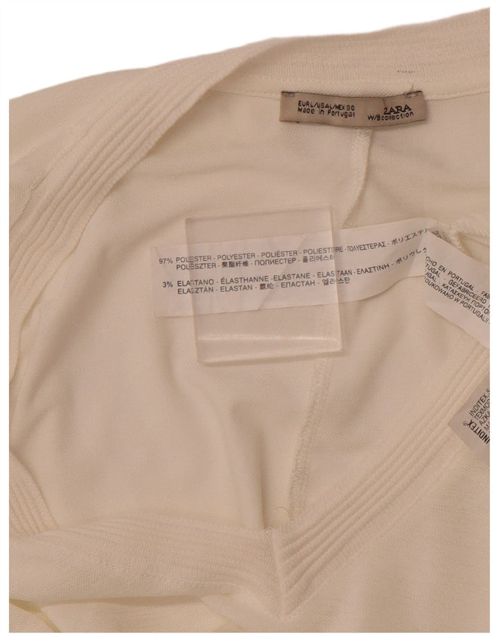 ZARA Womens Asymmetric Blouse Top UK 16 Large Off White Polyester