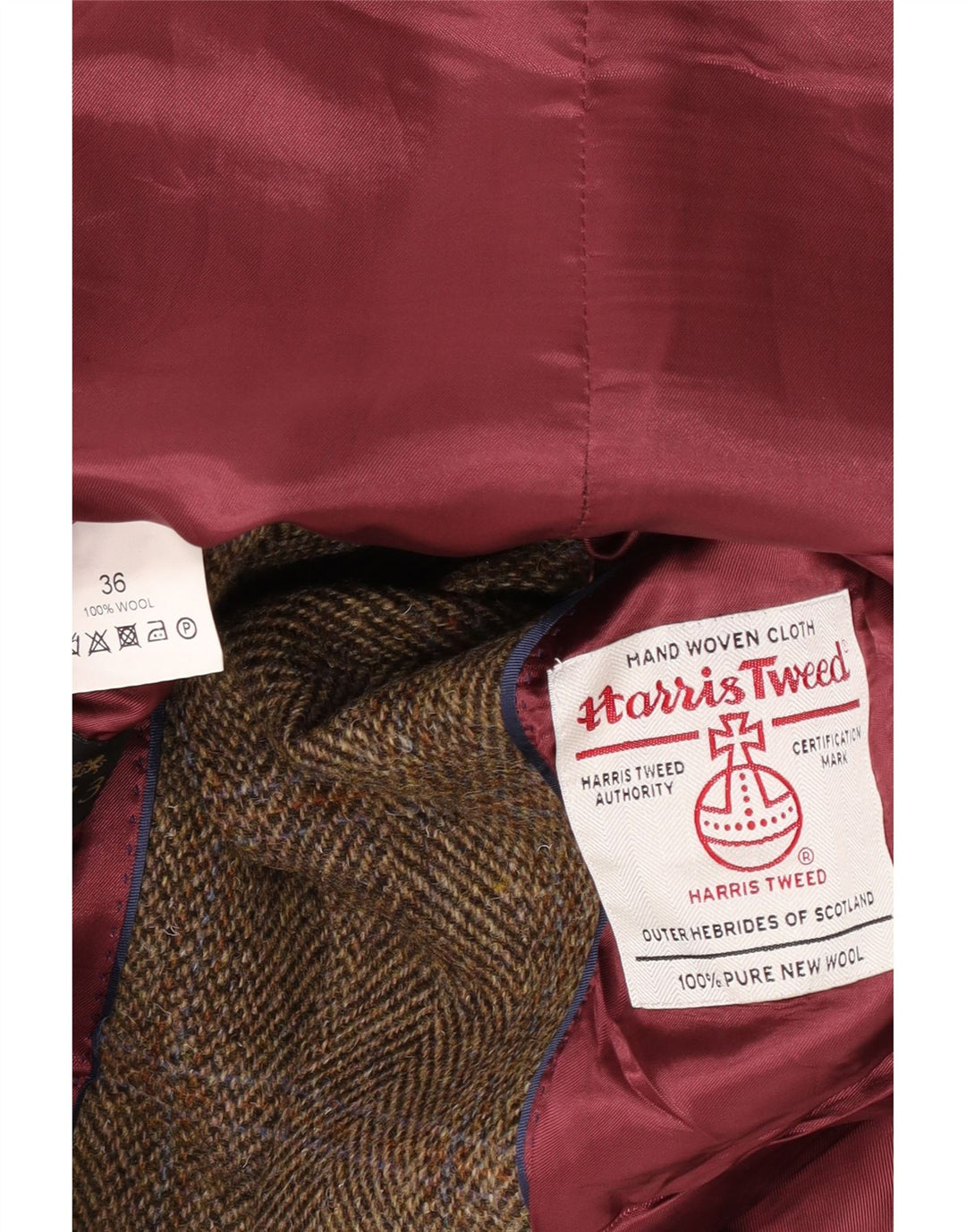 Harris Tweed Mens 2 Button Blazer Jacket UK 36 Small Brown Check Wool