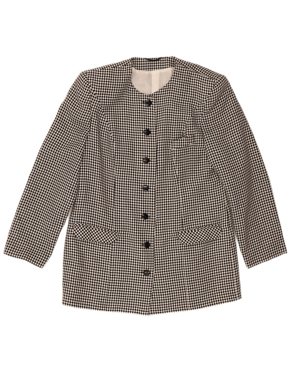 Vintage Mujer 7 botones Blazer Chaqueta IT 44 Medio Negro Manchado Poliéster