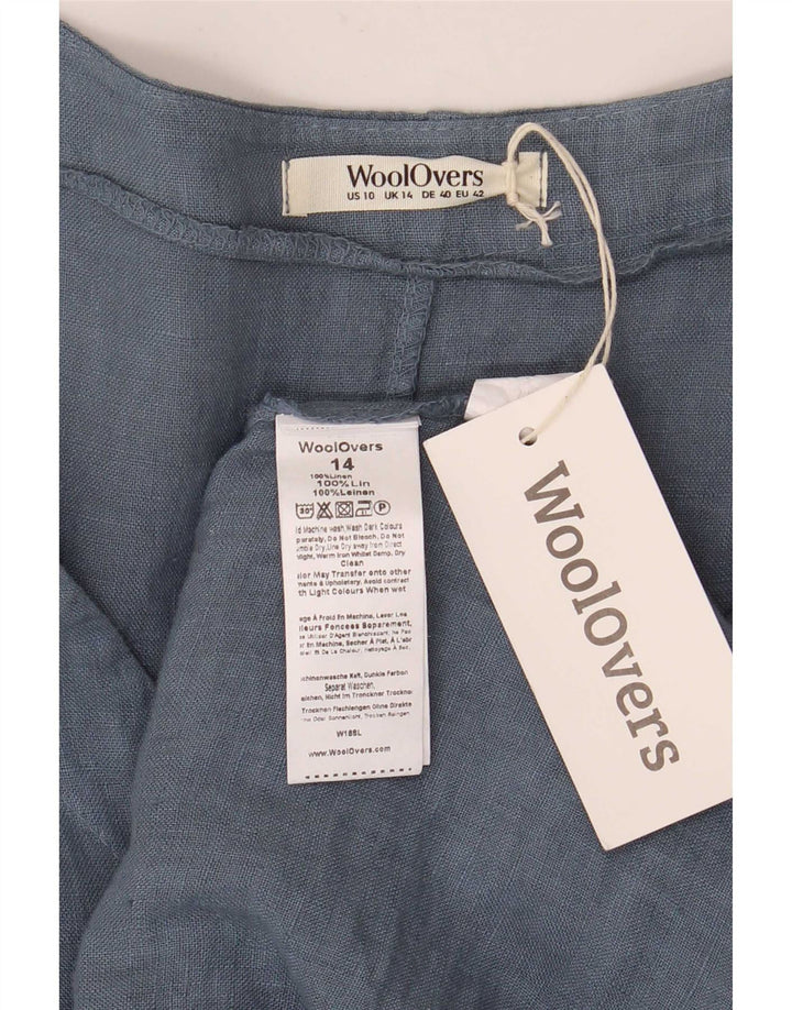 WoolOvers Womens A-Line Dress UK 14 Large Blue Linen