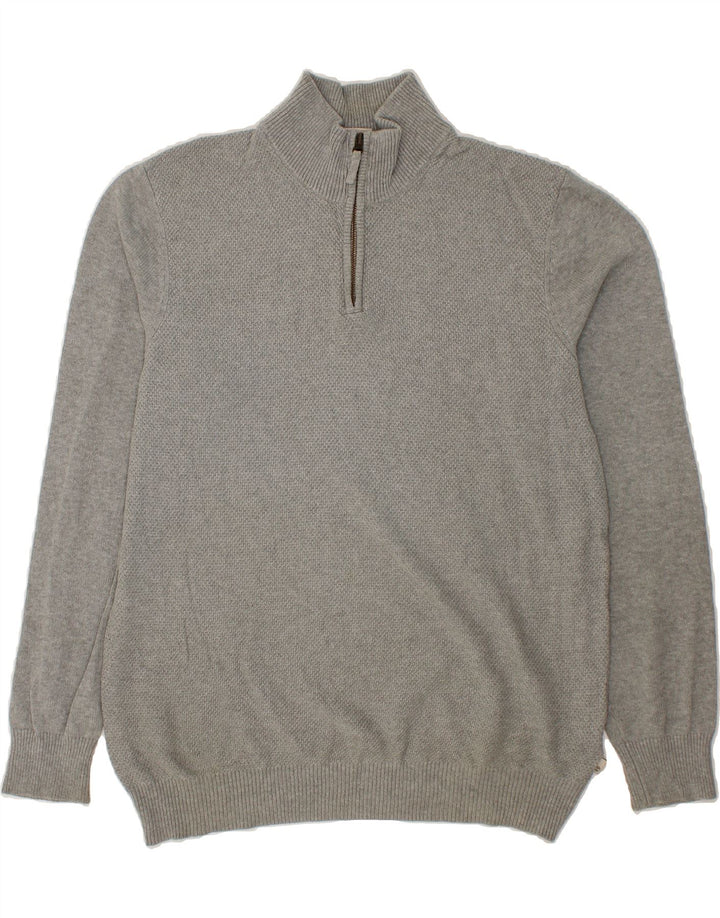 TIMBERLAND Mens Regular Fit Zip Neck Jumper Sweater Large Grey Cotton Vintage Timberland and Second-Hand Timberland from Messina Hembry 