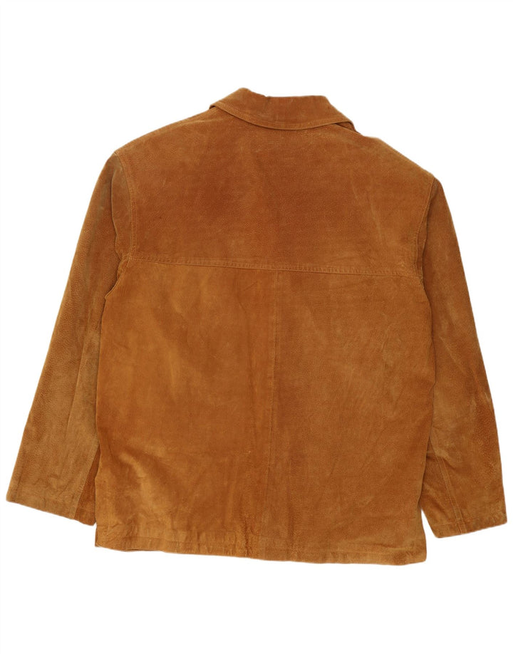 Giacca vintage in pelle scamosciata da uomo IT 46 piccola in pelle beige