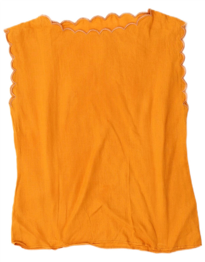 Vintage Womens Sleeveless Blouse Top UK 12 Medium Orange