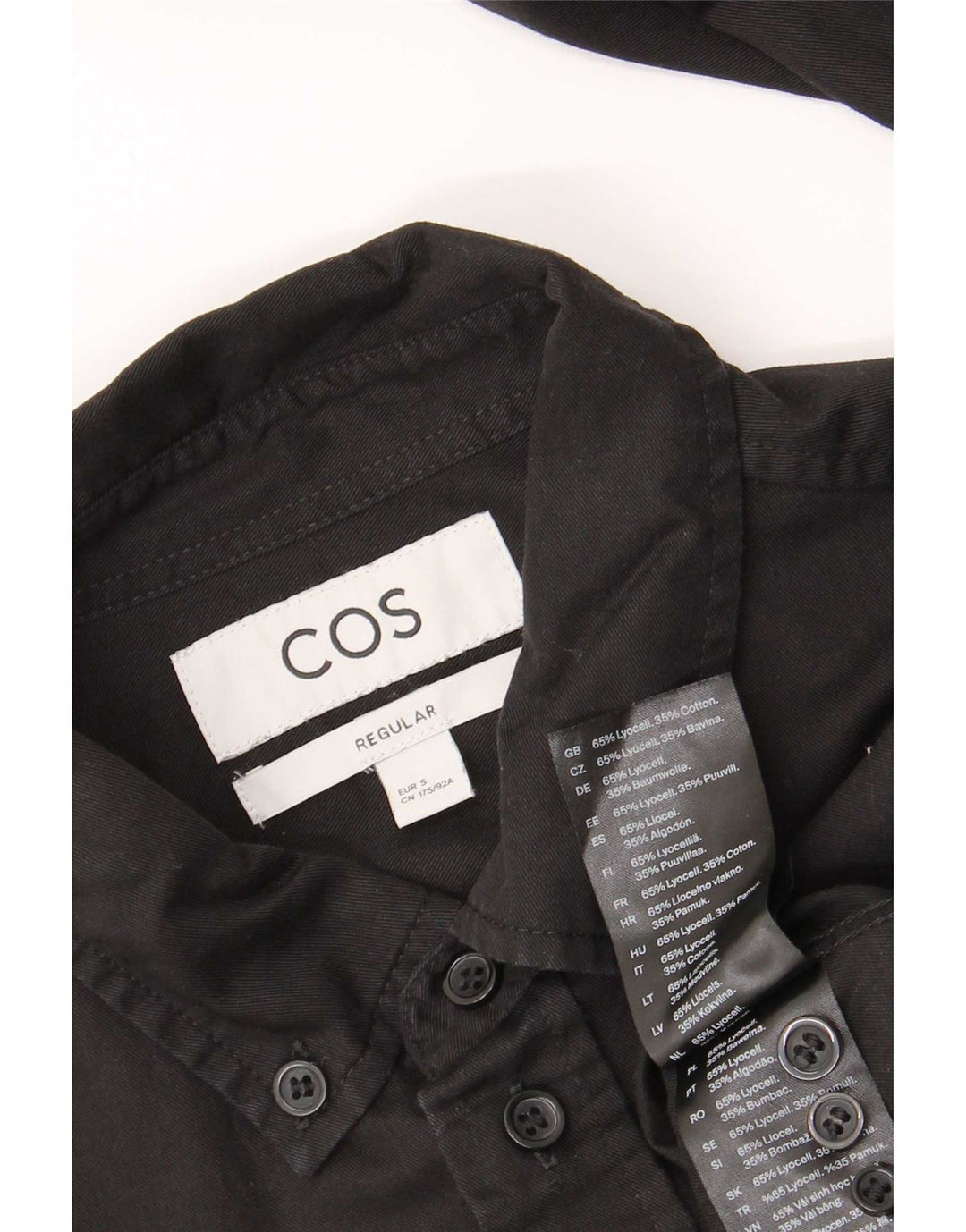 Cos Mens Normal Fit Shirt Kis fekete Lyocell