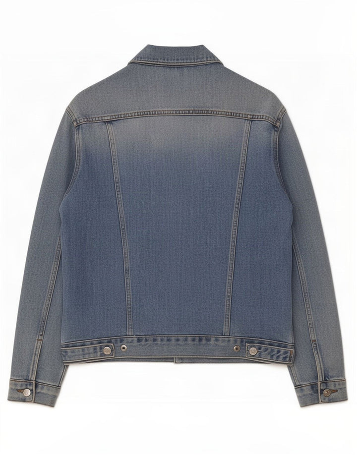 Veste en jean surdimensionnée Moto pour femme UK 8 petit coton bleu