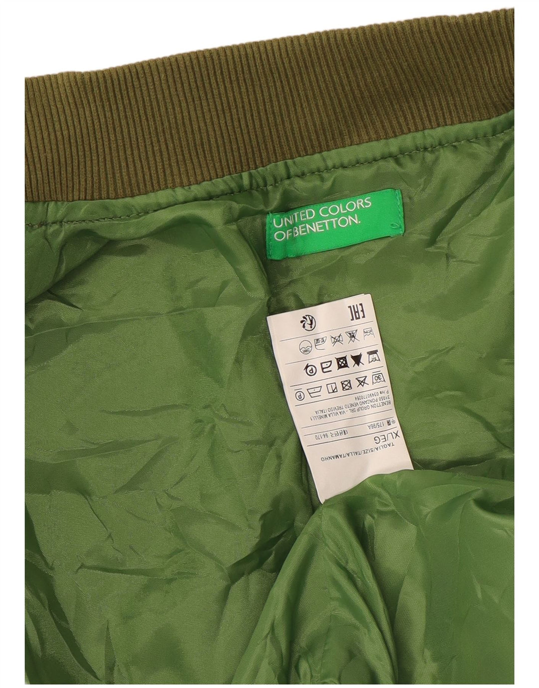 BENETTON Bomberjacke für Jungen, 13–14 Jahre, XL, grünes Polyester