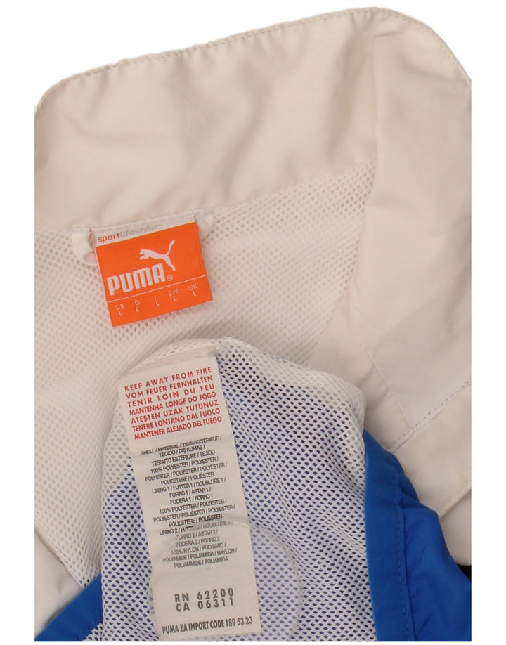 Puma Mens Tracksuit Top Jacket Large Blue Colourblock Polyester