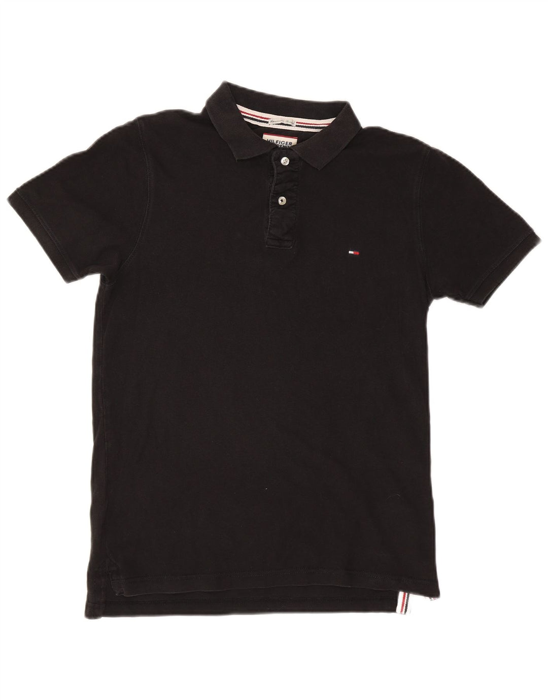TOMMY HILFIGER Mens Polo Shirt Medium Black Cotton