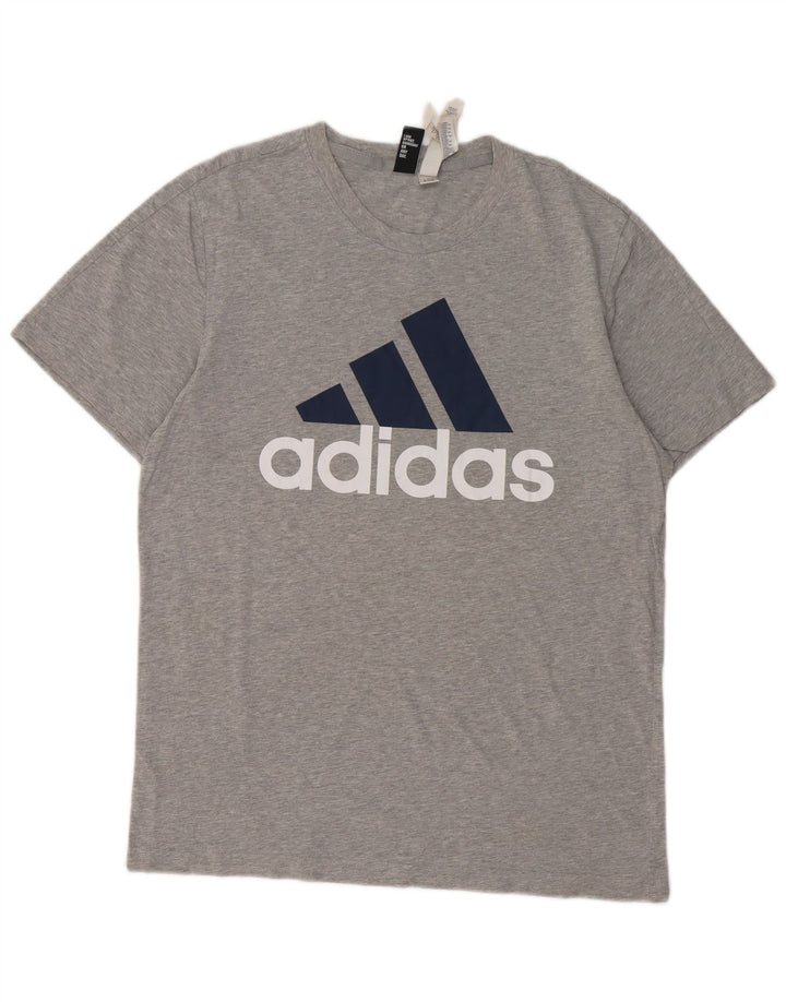 ADIDAS Mens Graphic T-Shirt Top Medium Grey Cotton
