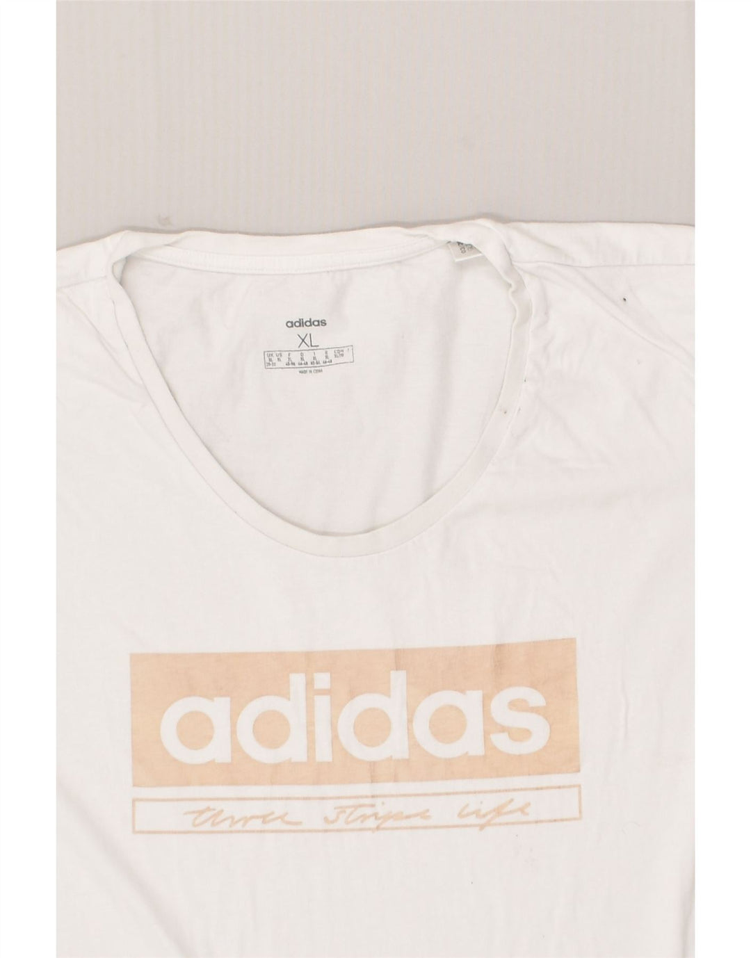 ADIDAS Womens Graphic T-Shirt Top UK 20-22 XL White Cotton | Vintage Adidas | Thrift | Second-Hand Adidas | Used Clothing | Messina Hembry 