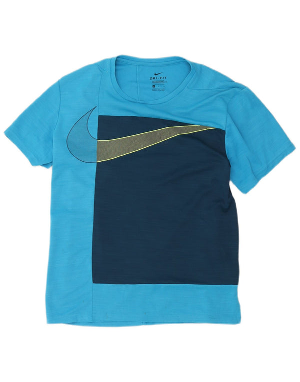 Nike Mens Dri Fit Standard Fit Graphic T-Shirt Top Medium Blue Colourblock