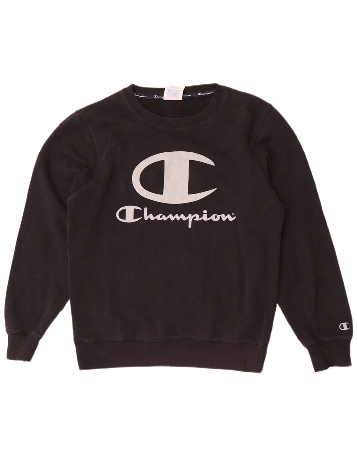 Champion Mens Graphic Sweatshirt Jumper Medium Black Cotton