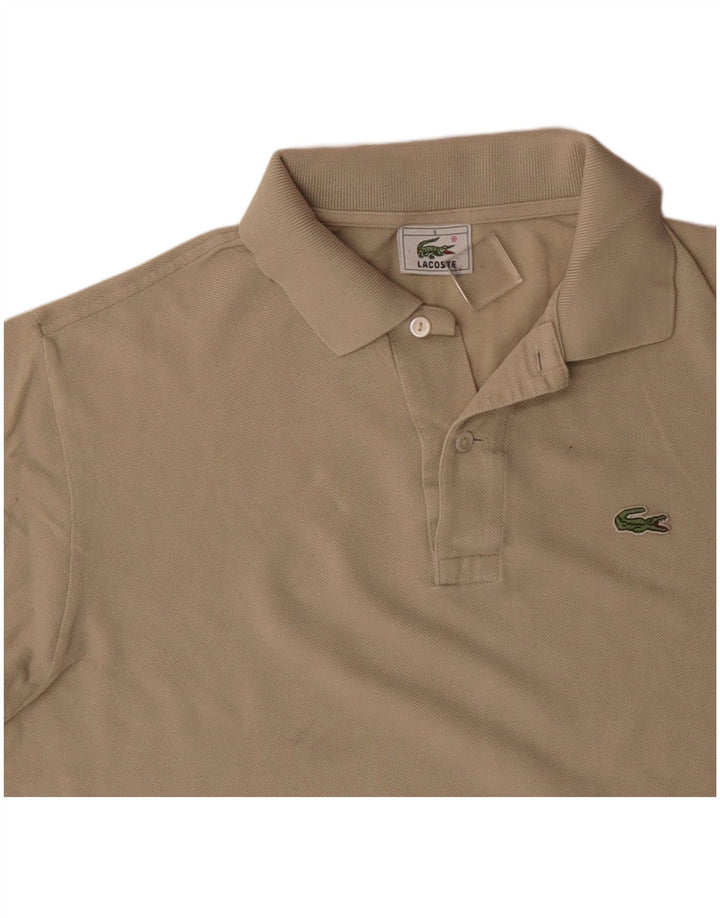 LACOSTE Mens Polo Shirt Size 5 Large Beige Cotton